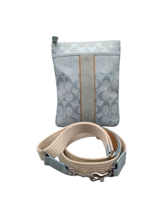 Coach Handbags - Coach Light Blue Signature Canvas and Suede Crossbody Bag